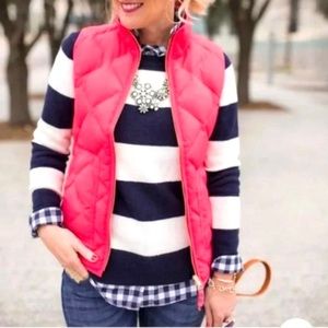 J. Crew Quilted Puffer Vest in color Seaside Coral Perfect for Fall.